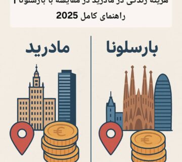 هزینه زندگی در مادرید در مقایسه با بارسلونا | راهنمای کامل 2025
